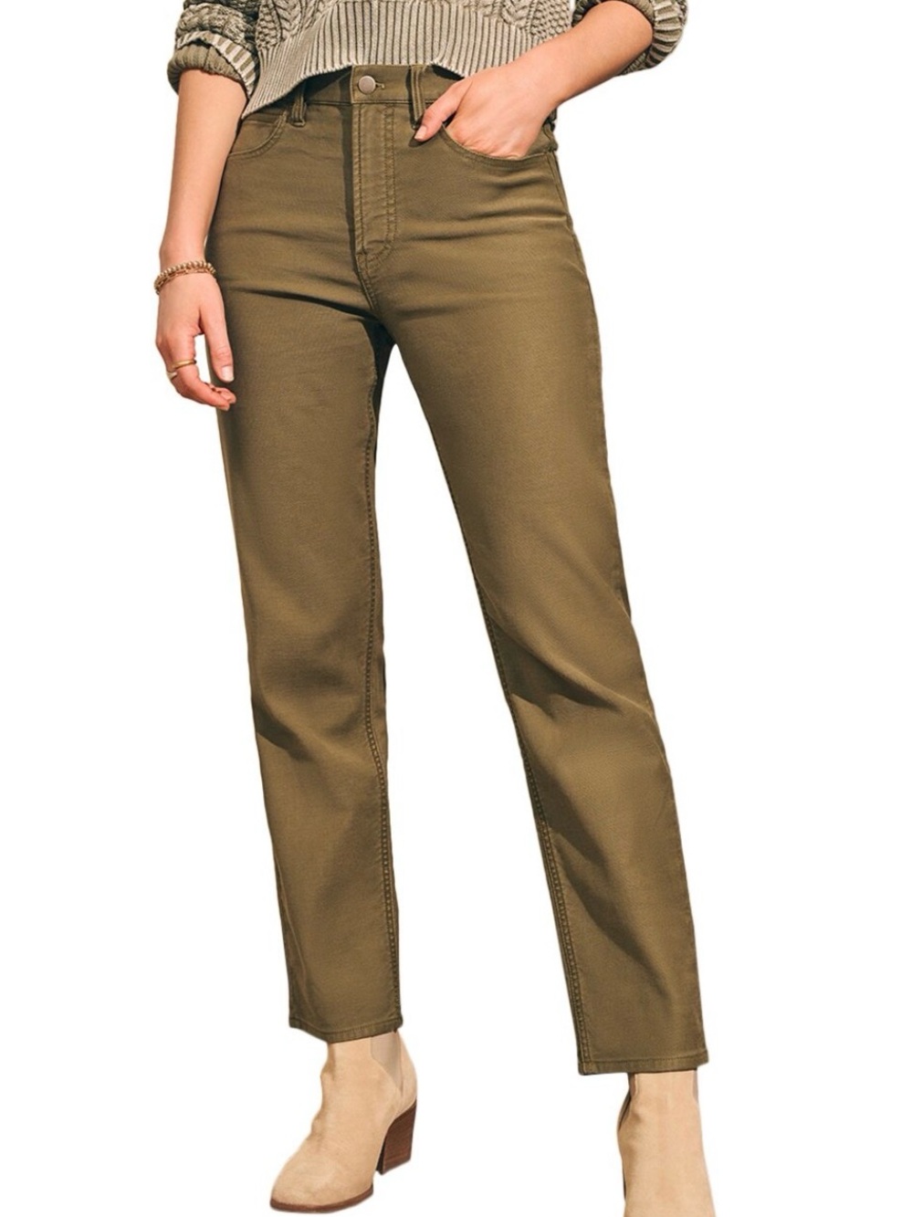 Faherty Stretch Terry 5 Pocket Pant - Olive Green Sz 29